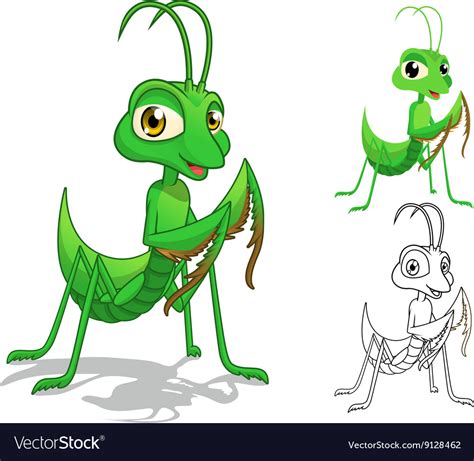 Praying mantis cartoon character Royalty Free Vector Image