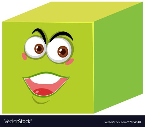 Cube cartoon character with face expression Vector Image