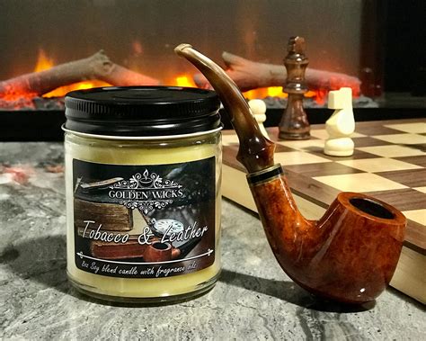 Tobacco and Leather scented candle Wood aroma candle Smokey | Etsy