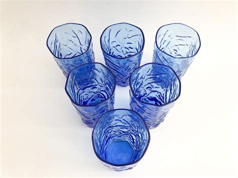 Driftwood Blue Crinkle Glass Small Juice Glasses by Seneca. - Etsy