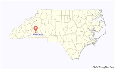 Map of Forest City town, North Carolina - Thong Thai Real