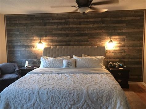 Master Bedroom Accent Wall of Reclaimed Wood. | Master bedroom accents, Bedroom decor master for ...