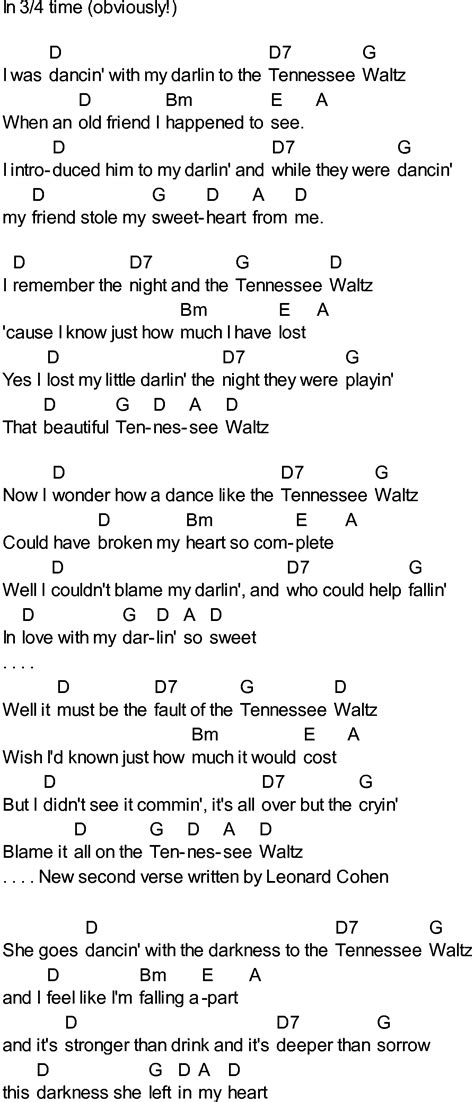 Bluegrass songs with chords - Tennessee Waltz