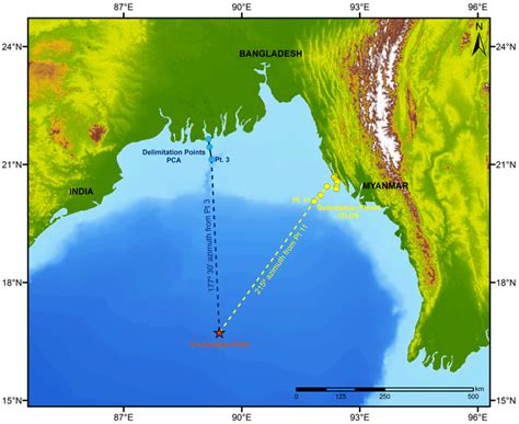 Delimitation lines demarcating maritime boundary within and beyond 200 ...