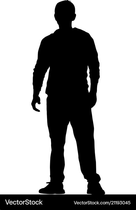 Black silhouette man standing people on white Vector Image