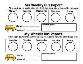 Bus Behavior Chart - Weekly / Daily by Klooster's Kinders | TPT