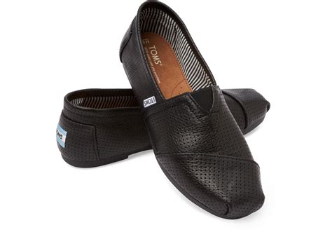 TOMS Black Perforated Leather Men's Classic for Men - Lyst