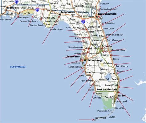 Us Map With Coastal Cities Florida Coast Map Beautiful United States - West Florida Beaches Map ...