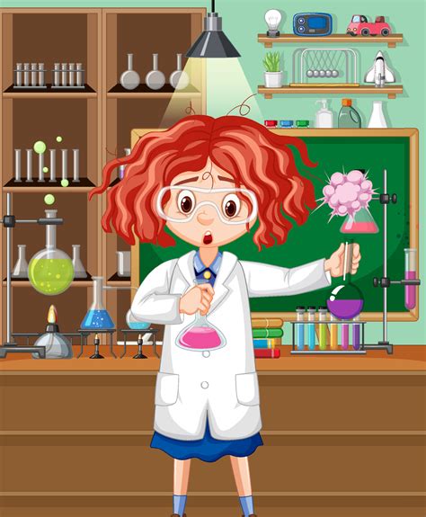 Laboratory scene with scientist cartoon character 6768306 Vector Art at ...