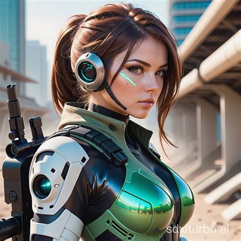 Futuristic Female Sniper in Cybernetic Urban Landscape | SDXL Free Online