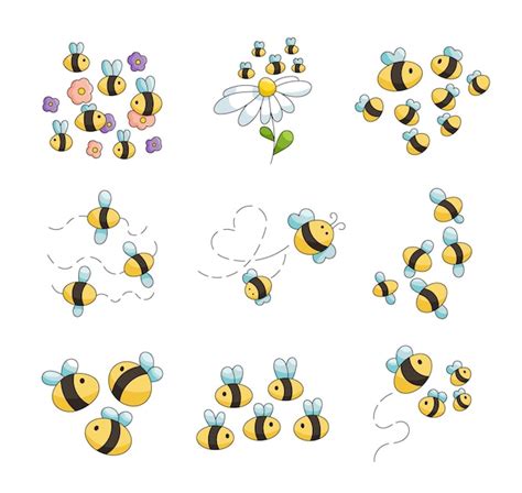 Premium Vector | Cute cartoon hive Bumblebee Bee flying on a dotted ...