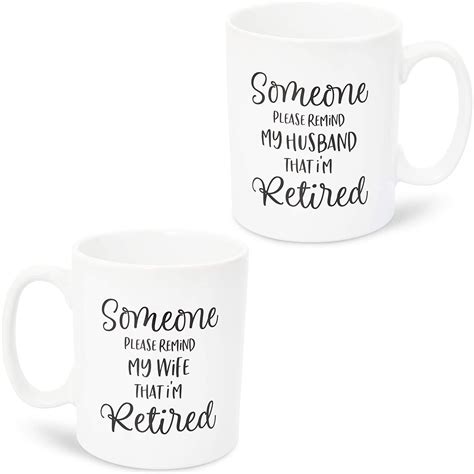 2 Pack 16 oz Funny Coffee Mugs for Men & Women Retirement Gag Gift, White Ceramic Cups for His ...