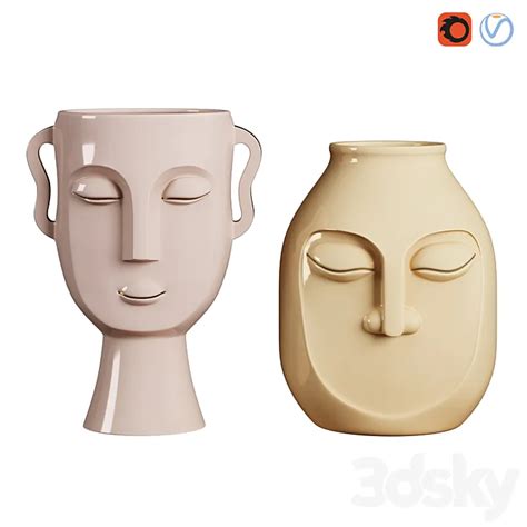 Face Vases Set 1 3D Model Free Download - 3DSKY Decor Helper