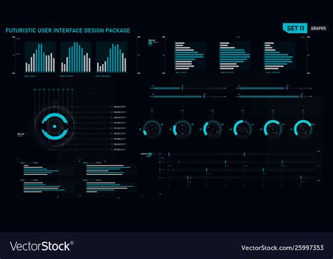 Futuristic user interface design element set 11 Vector Image