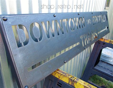 Vintage Subway Sign – Downtown and Brooklyn Trains – Vintage Industrial ...