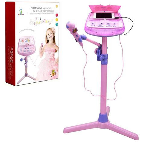 HANMUN Kids Karaoke Machine Microphone Musical Toys - Girls Pink Singing Karaoke Adjustable ...