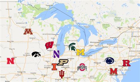 Big Ten Conference Map | Big ten, Michigan state football, Ten