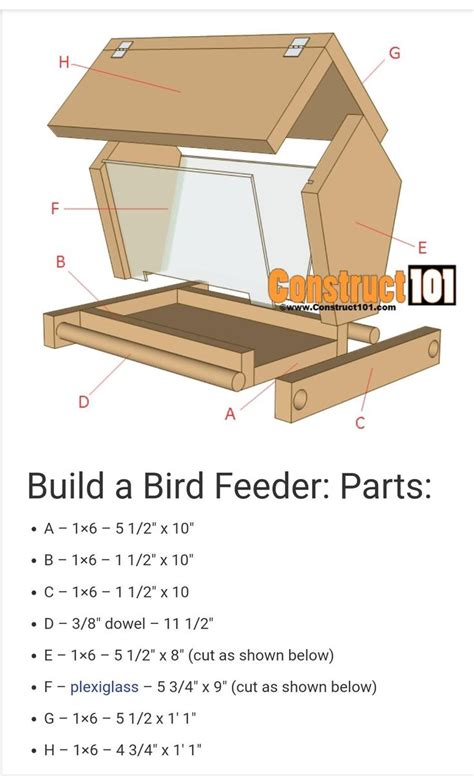 Build a Bird Feeder - Free Plans - Construct101 | Wooden bird feeders ...