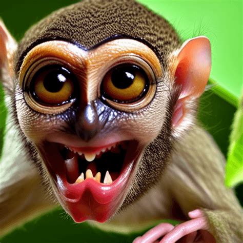 Angry Tarsier Fletching His Teeth Digital Graphic · Creative Fabrica