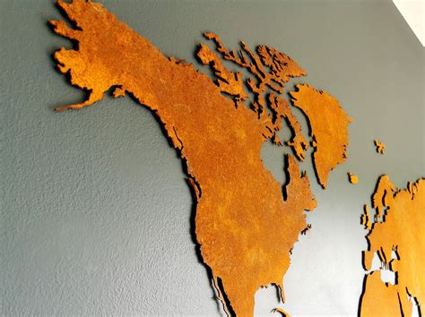 Industrial Wall Decor Metal World Map Rusty Metal Map - Etsy UK