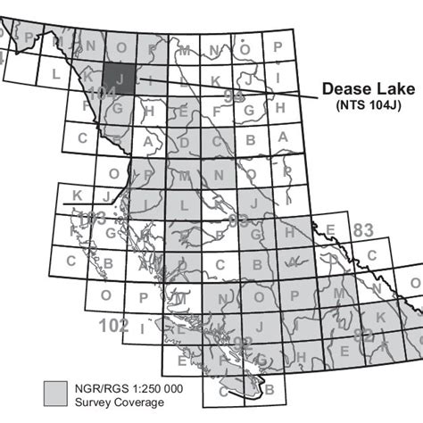 Index map showing the location of the Dease Lake (NTS 104J) map area ...