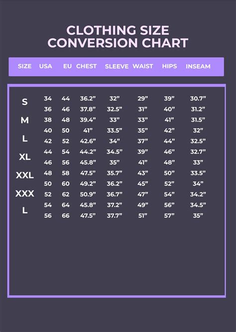 Vince Clothing Size Chart