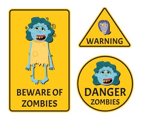 Premium Vector | Beware of zombies stickers set