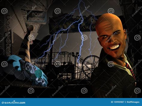 Creepy Amusement Park Scene Stock Illustration - Illustration of ...