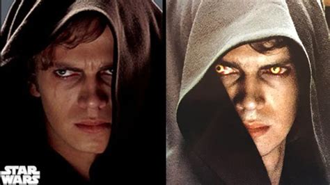 From the Wookieepedia article on Anakin Skywalker, his eyes changed ...