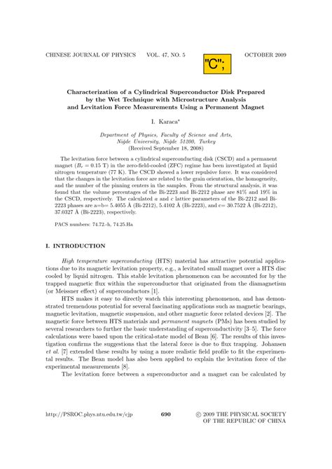 (PDF) Characterization of a Cylindrical Superconductor Disk Prepared by ...