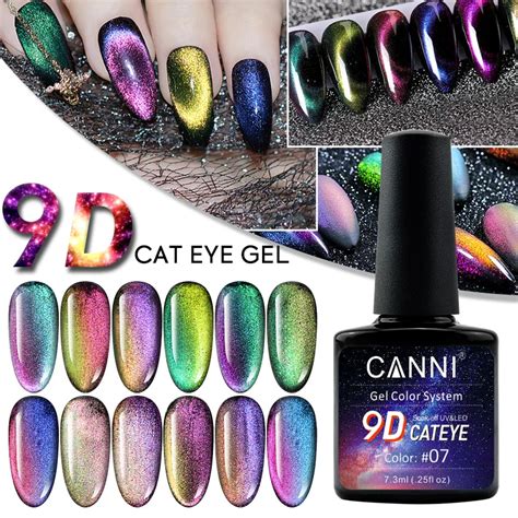 9d Cat Eye Gel Polish 7.3ml Canni Soak Off Magic Colourful Starry Color Nail Gel Polish Oem ...