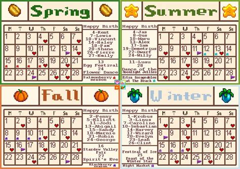 an image of a calendar for the spring and fall holidays in pixel style ...