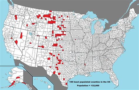 The 100 least populated counties in the US. (Population ≈ 132,000) : MapPorn