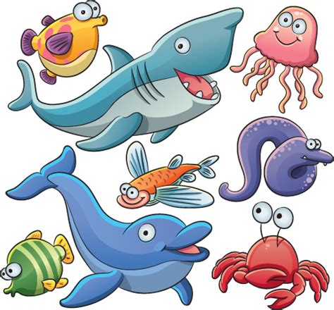 Animales marinos tipo cartoon 02 | Vector Clipart