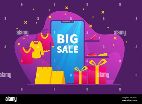 big sale concept for mobile online shopping with various goods product shop for template or ...