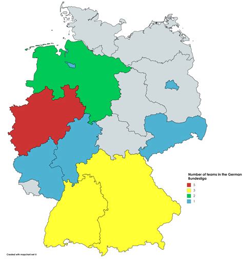 Number of teams in the German Bundesliga 2018/19,... - Maps on the Web