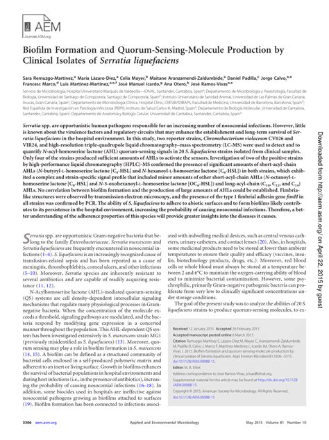 (PDF) Biofilm Formation and Quorum-Sensing-Molecule Production by ...