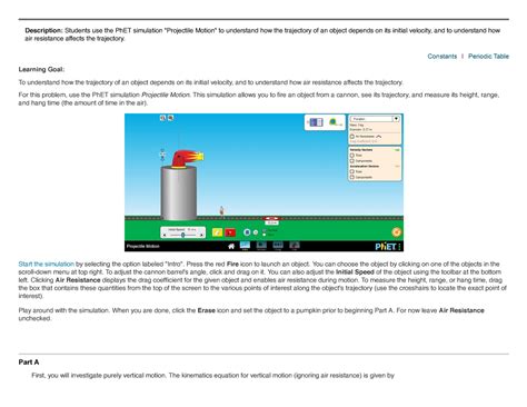 Mastering Physics Ph ET Tutorial Projectile Motion - Description ...