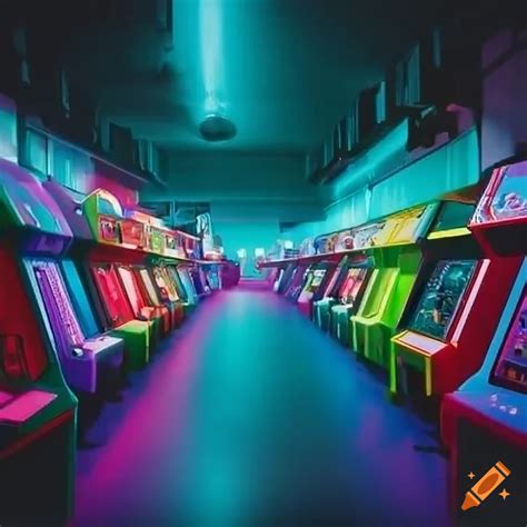 1980s arcade game lineup illustration on Craiyon