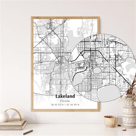 Map of Lakeland Digital File, Modern City Map, Lakeland Printable Map ...