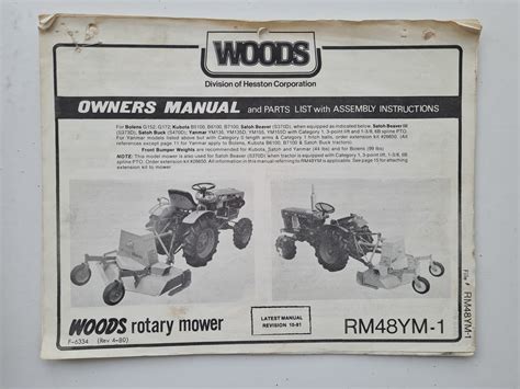 Woods RM48YM-1 Rotary Mower Parts & Operators Manual - SPS Parts