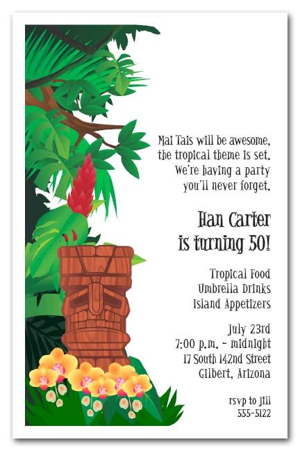 Tiki God Luau Invitations, Tiki Mask Invitations