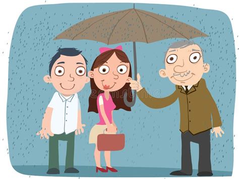 Kindness Man Share His Umbrella Stock Vector - Illustration of male ...