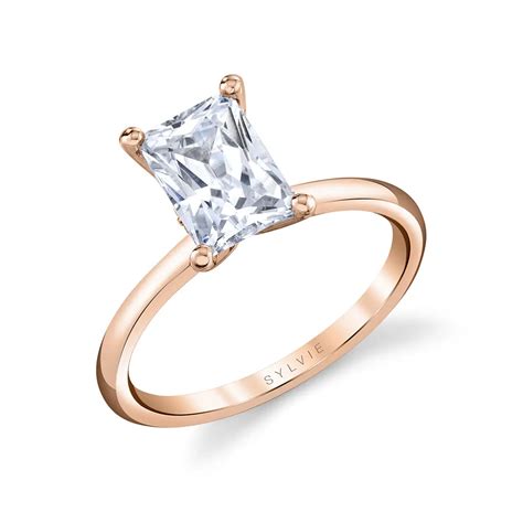 Radiant Cut Solitaire Engagement Ring - Dominique - Sylvie Jewelry