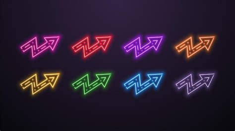 Premium Vector | A set of neon bright curved arrow icons for casinos in different colors on a ...