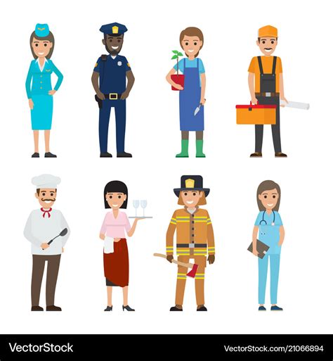 Professions people cartoon characters icons set Vector Image