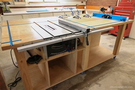 Remodelaholic | Table Saw Workbench Building Plans with Rockler T-Track System