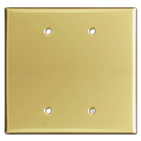 Oversized Two Blank Jumbo Wall Plate Cover - Polished Brass