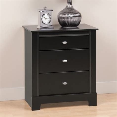 Kallisto 3 Drawer Nightstand - Black - Modern - Nightstands And Bedside Tables - by Hayneedle