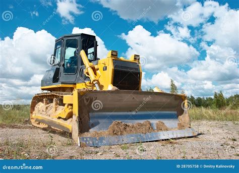 Track-type Loader Bulldozer Excavator At Work Stock Photo - Image of ...